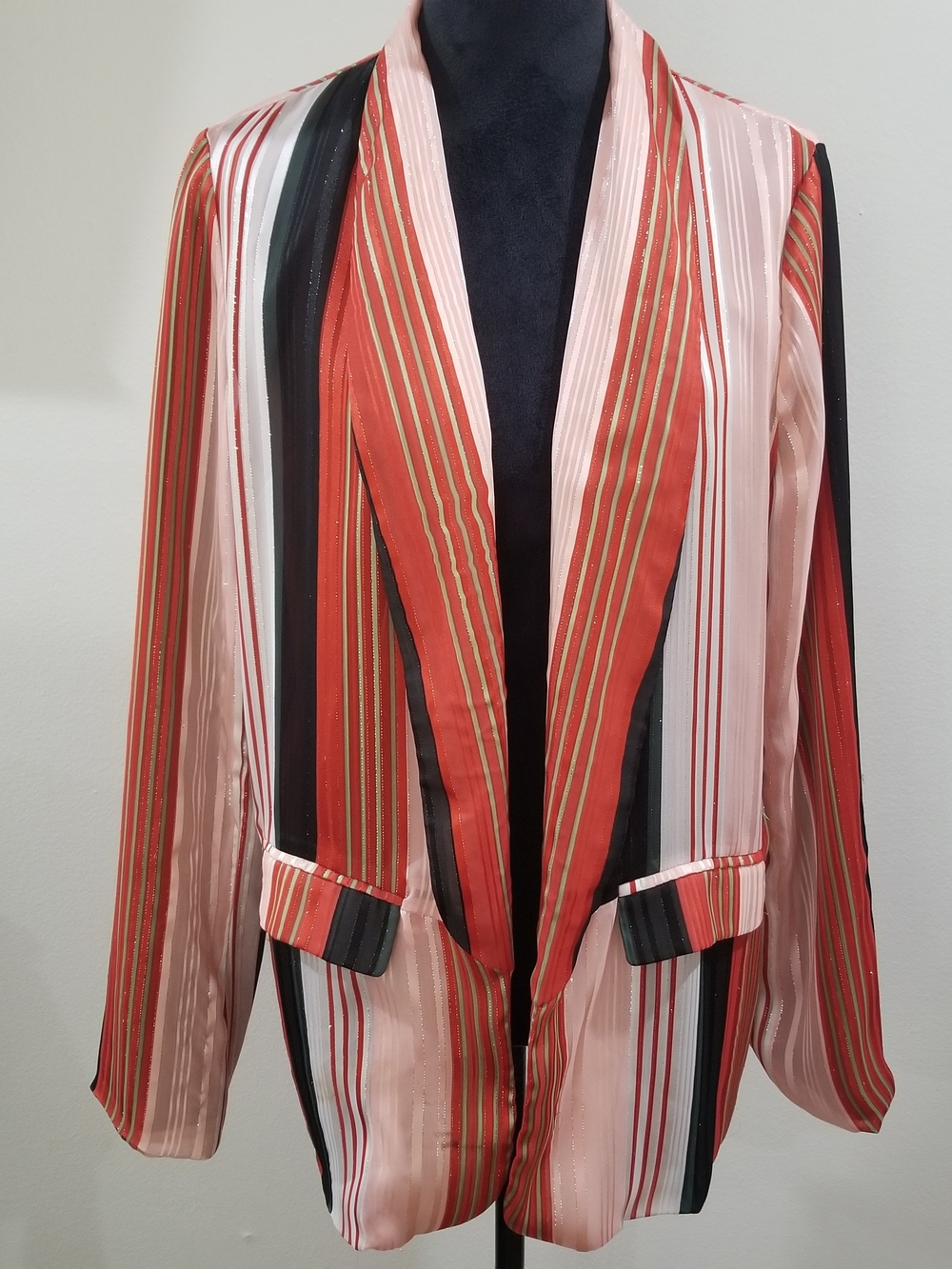 Chloe Oliver Striped Orange And Pink Blazer Jacket